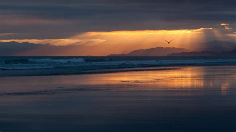 Wallpaper Sunlight Sunset Sea Shore Reflection Sky Beach