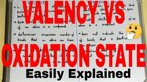 Valency Vs Oxidation Statedifference Between Valency And Oxidation Statevalency And Oxidation