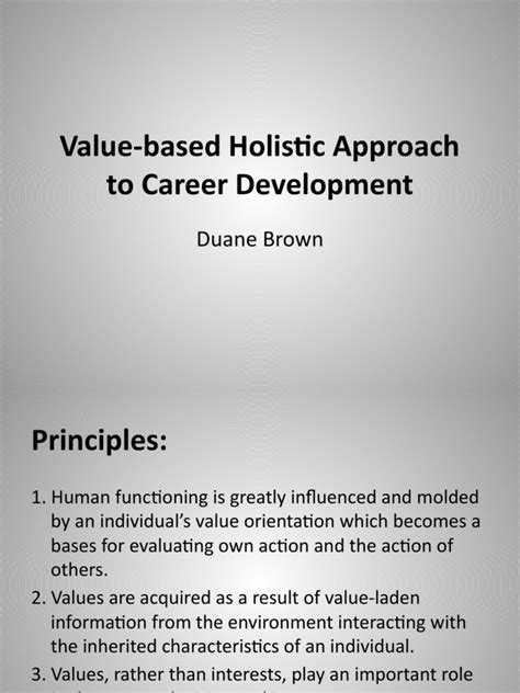Value-Based Holistic Approach To Career Development&Theory of Work ...