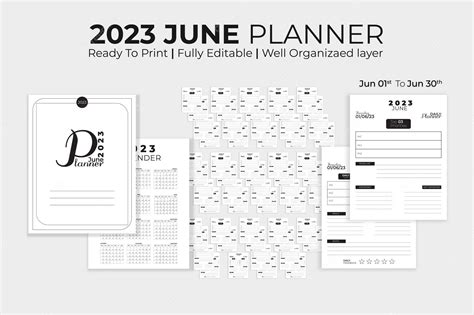 Premium Vector June Daily Planner 2023