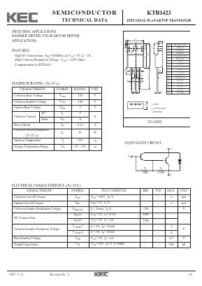 Ktb Datasheet Pdf Kec