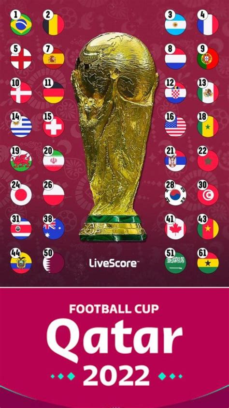 The 𝟯𝟮 World Cup teams ordered by their FIFA World Ranking 🌍🏆 | Soccer ...