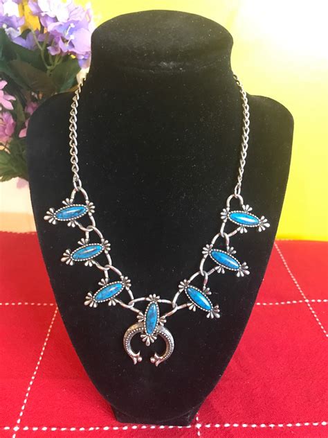 Sarah Coventry Blue Turquoise Silver Tone Stone Necklace Jewelry S