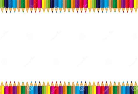 Colorful Pencils Frame Border On White Background Crayons Colorful Vector Illustration Stock