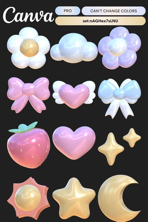 Canva Elements Canva Elements Keyword 3d Cute Pastel Stickers