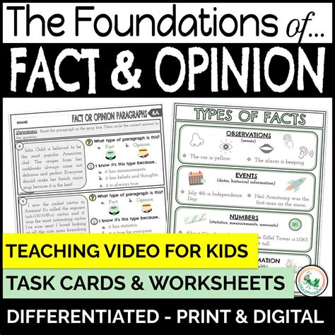 Fact And Opinion Activities Anchor Charts And Task Cards Print