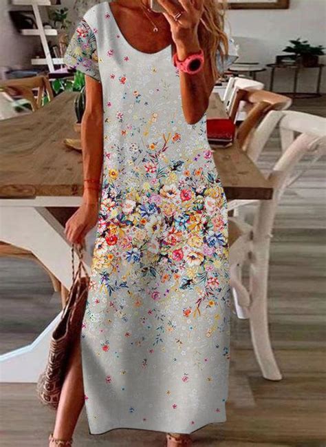 Floral Tunic V Neckline Maxi Shift Dress Epgirl