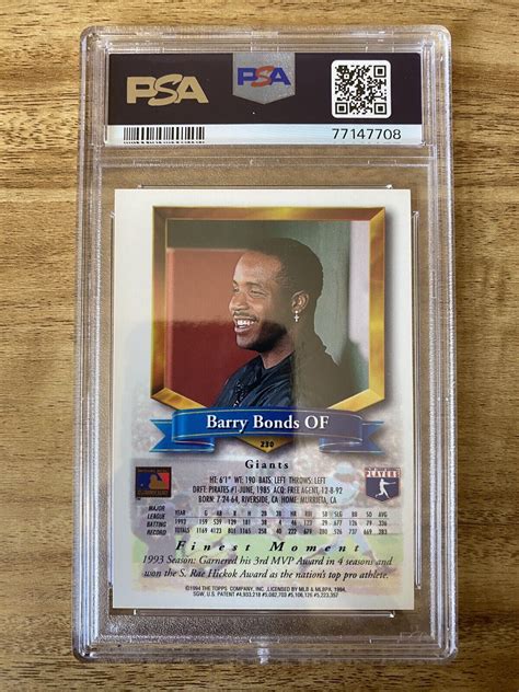 1994 Topps Finest Refractor 230 Barry Bonds For Sale Online EBay