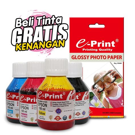 Jual Tinta Printer Epson E Print 100ml 1 Set Free Kertas Foto 4r