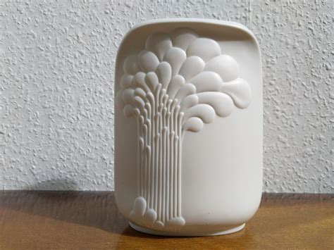 Biskuit Porzellan Vase Weiß 60er Jahre Op Art Relief Dekor Etsy