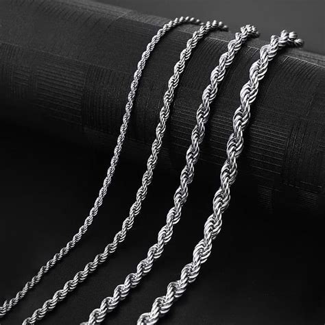 4 5mm Rope Chain Sterling Silver Men S Spiral Necklace Casual Jewelry