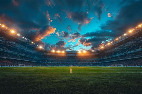 Premium Photo Soccer Or Football Stadium With Green Grass Advertising