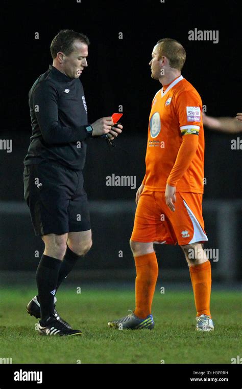 Kenny Davis Of Braintree Is Sent Off By Referee Holderness Afc