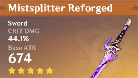 Mistsplitter Reforged - Sword Stats, Passive, and Materials - Genshin DB