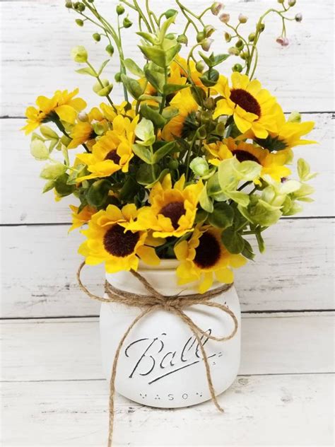 Sunflower Centerpiece Mason Jar Decor Farmhouse Decor Etsy