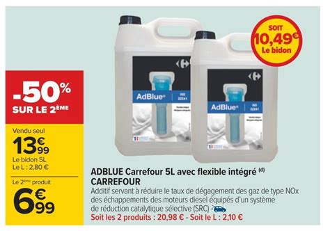 Promo Carrefour adblue 5l avec flexible intégré d chez Carrefour