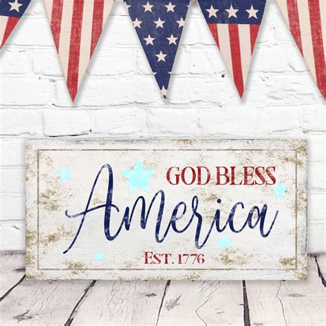 God Bless America Vintage Sign – Rusticly Inspired Signs Patriotic ...