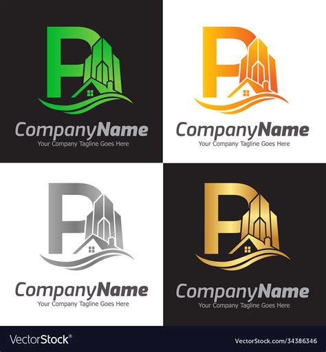 Letter P Real Estate Logo Template Royalty Free Vector Image