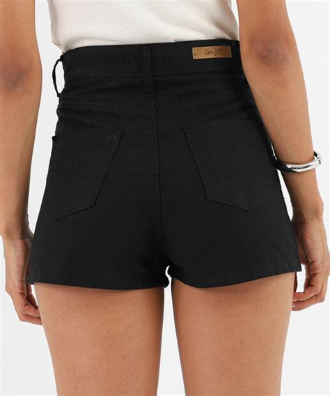 Short Preto Jeans Cintura Alta - Short Feminino Cintura Alta Uber Jeans Preto | Marisa