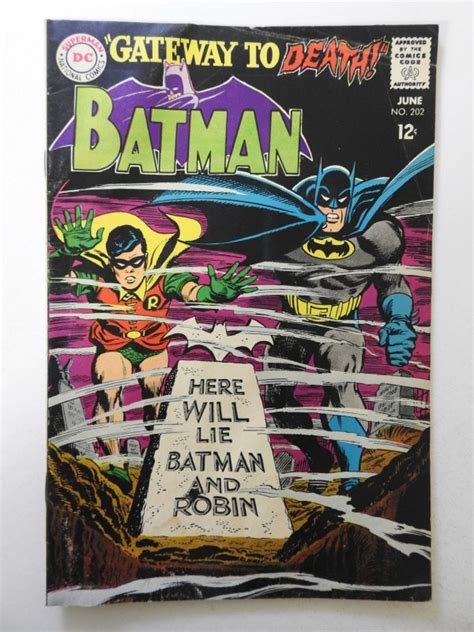 Batman 202 1968 GD Condition Moisture Damage Comic Books Silver