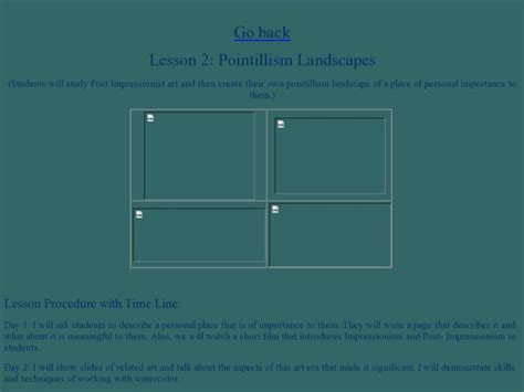 Pointillism Landscapes Lesson Plan for 6th - 12th Grade | Lesson Planet