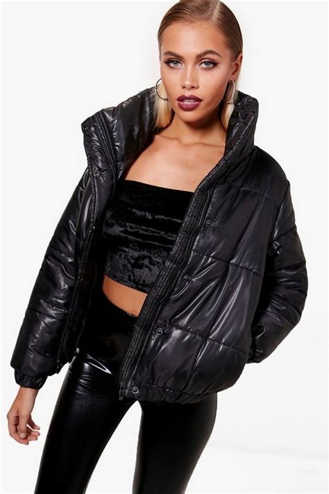 High Shine Crop Puffer Jacket Boohoo