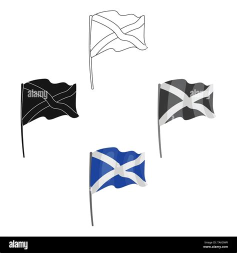 Flag Of Scotland Icon In Cartoon Black Design Isolated On White