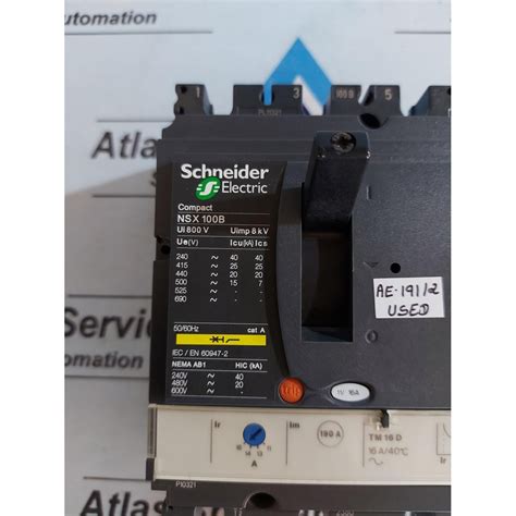 SCHNEIDER ELECTRIC COMPACT NSX 100B ADJUSTABLE CIRCUIT BREAKER| Atlas ...