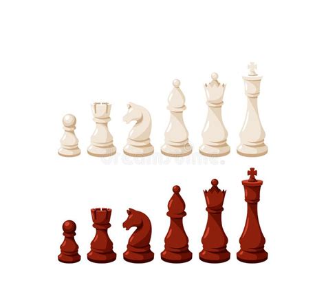 Chess Game Pieces Stand In Row White And Brown Figures King Queen