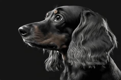 Uma Foto De Um Cachorro Dachshund Preto Em Um Fundo Preto Generative Ai