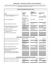 Tenia Thomas Worksheet 01 Xls WORKSHEET 1 PERSONAL FINANCIAL GOALS