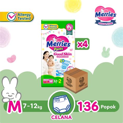 Jual Merries Good Skin Pants Popok Perlengkapan Bayi M 7 12 Kg