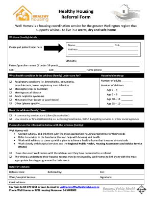 Fillable Online Rph Org Healthy Housing Referral Form Rph Org Nz