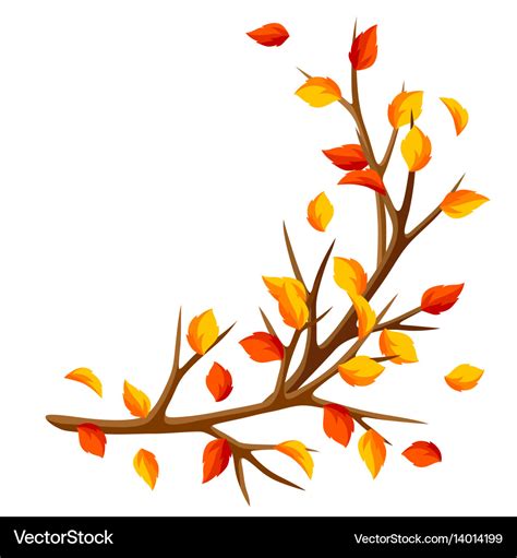 Autumn Branch Tree And Yellow Leaves Seasonal Vector Image