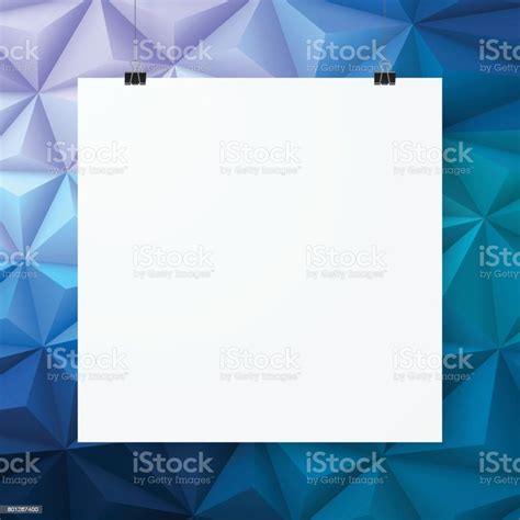 Blank Square Sheet Isolated On Abstract Geometric Background Stock