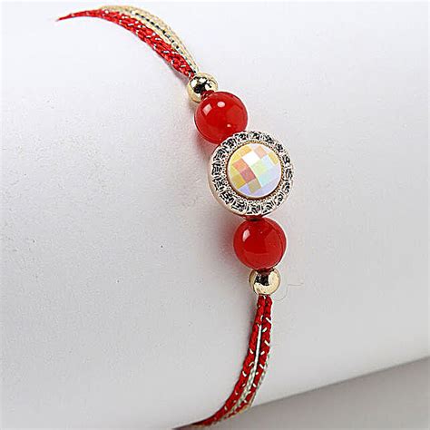 Buy Send Sneh Red Pearl Rakhi Online FNP