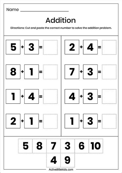 Cut And Paste Math Worksheets Printables For Kindergarten Grade One