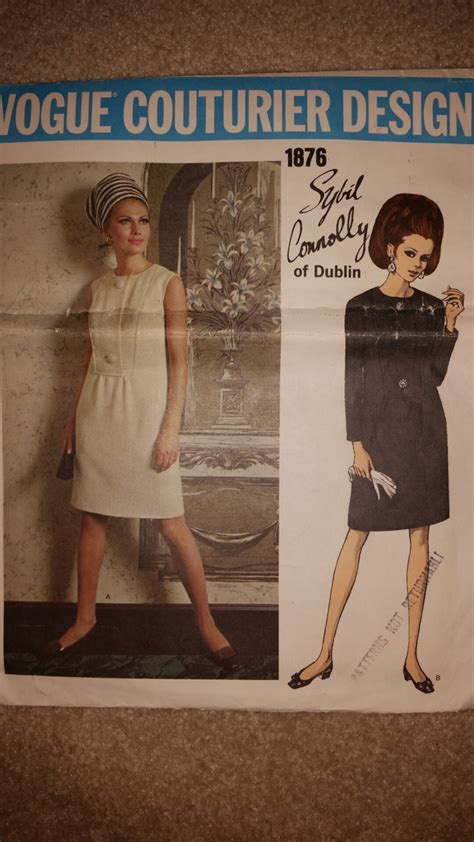 1960s Vintage Vogue Couturier Pattern Sybil Connolly 1968 1876 Slim Dress Size 12 Bust 34 Etsy