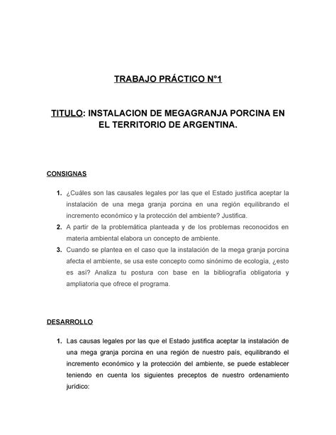 Trabajo Practico Nro Derecho Ambiental Trabajo Pr Ctico N Titulo