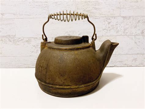 Vintage Wagner Ware Cast Iron Tea Kettle Antique Cast Iron Etsy