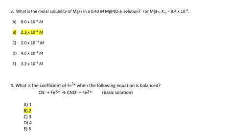 Solved 3 What Is The Molar Solubility Of MgF2 In A 0 40 M Chegg