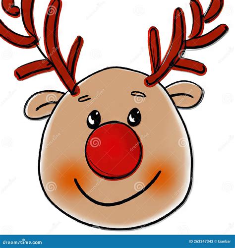 Rudolph The Red Nosed Reindeer Illustration Christmas Concept Generative Ai Stock Illustration