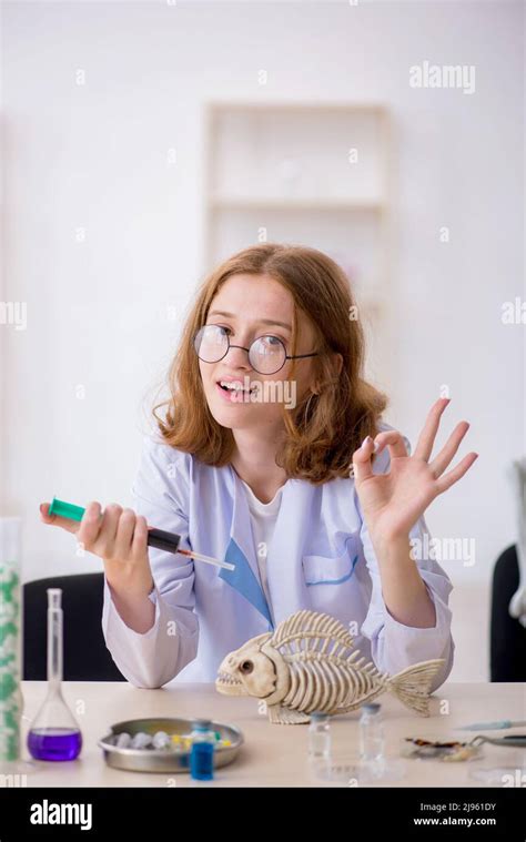 Young Female Zoologist Working At The Laboratory Stock Photo Alamy