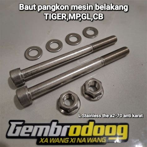 Jual BAUT L STAINLESS PANGKON MESIN BELAKANG TIGER GL MP CB Custom