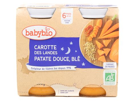 Babybio Pots Carotte Patate Douce Bl X G Bio Coopnature