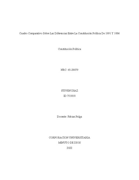 Cuadro Comparativo Sobre Las Diferencias Entre La Constitución Política