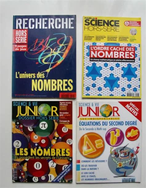 LOT DE 4 magazines mathématique les nombres Pour La Science La