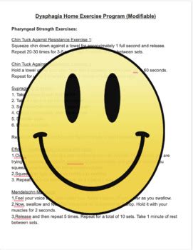 Modifiable Dysphagia Exercises and Exercise Cheat Sheet by SNF and Swallow