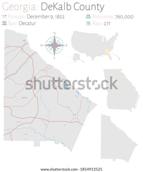 Large Detailed Map Dekalb County Georgia Stock Vector Royalty Free