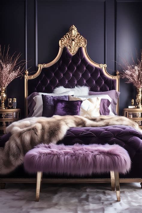 Purple and gold bedroom – Artofit